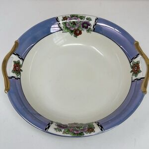 Noritake Morimura Blue Lusterware Flower‎ Porcelain Serving Bowl Hand Painted